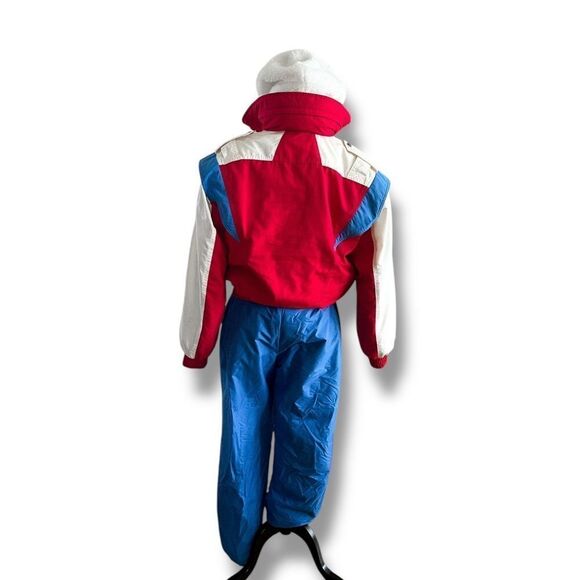 ASICS 80s Vintage Ski Jacket, Red and Blue Colour Block, Medium - Picture 4 of 11